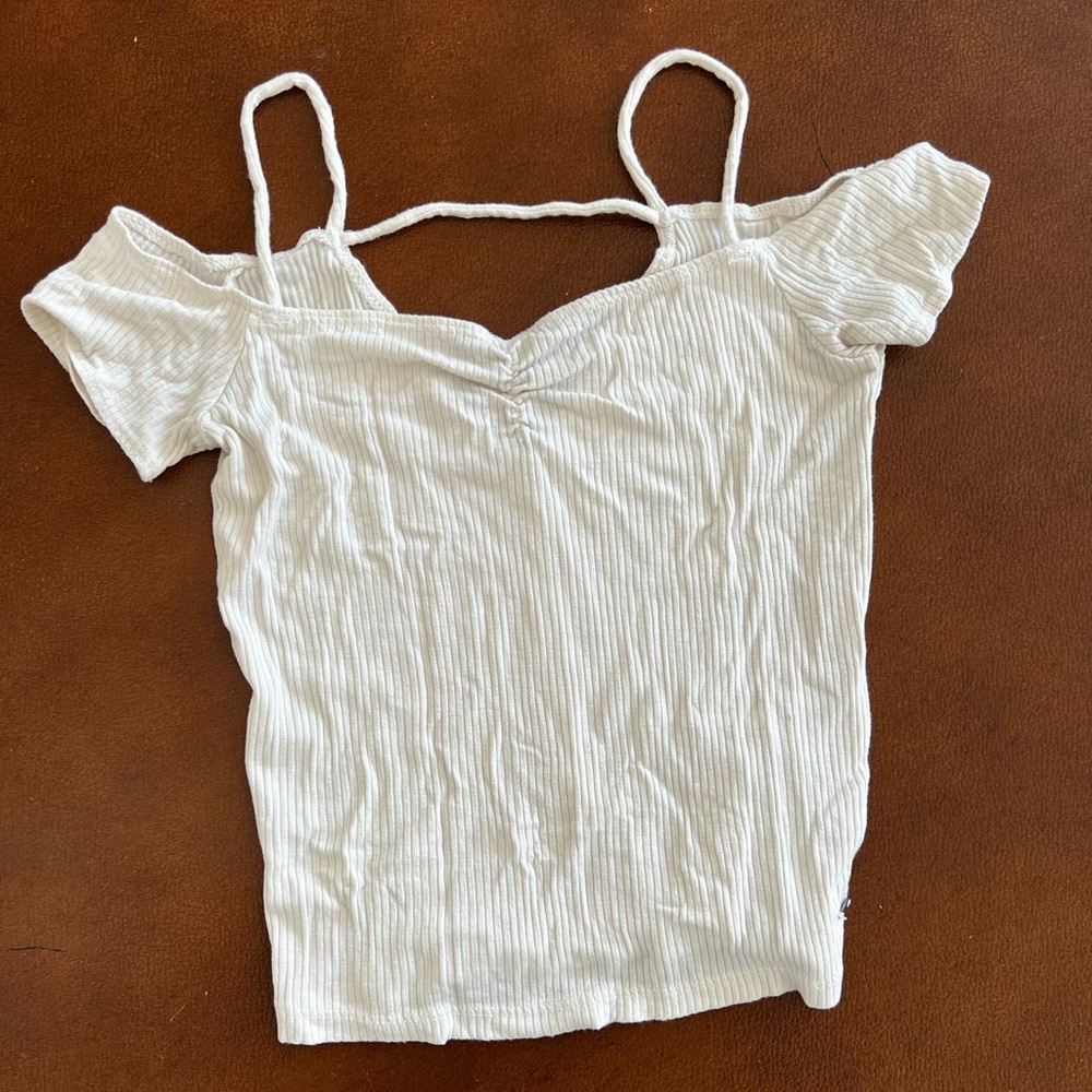 White off the shoulder t shirt
